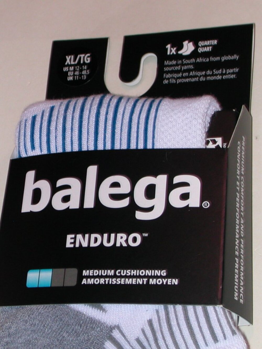 2 Pairs - Balega Enduro Medium Cushion Quarter Socks Men's Size XL White NWT - Picture 3 of 8